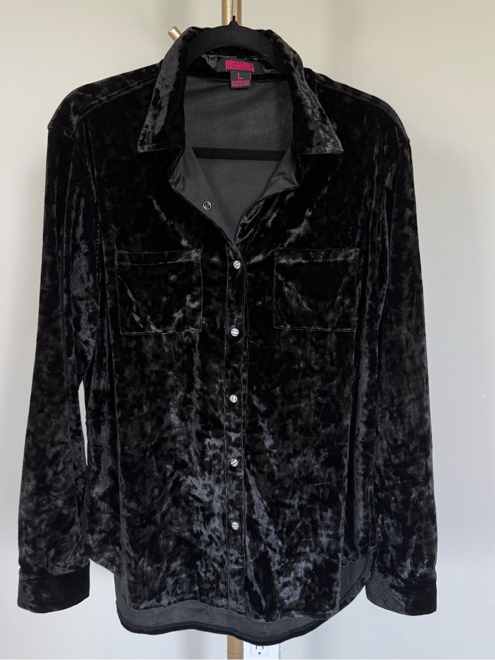 Rock & Roll Cowgirl Black Velvet Long Sleeve Top